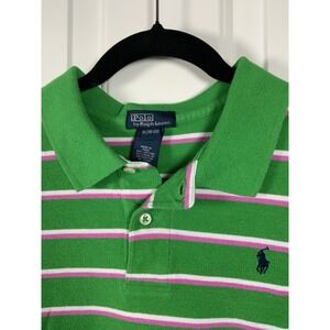 Ralph Lauren You G Men's Golf Polo, Sz 18/20, Green Stripped Cotton